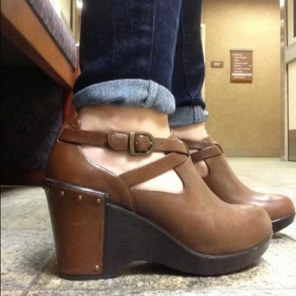 Dansko “Franka” Leather Wedge Booties